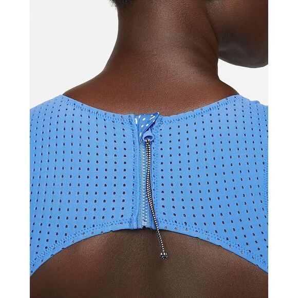 Nike Women's Size M Water Dots One Piece Swimsuit Light Blue Keyhole Back NWT - Picture 6 of 14